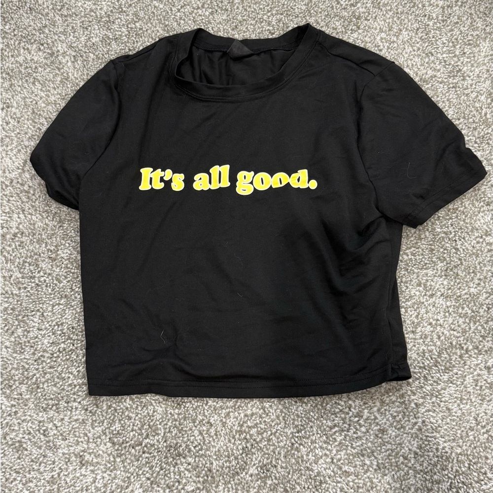 Black Baby Tee with Yellow Text